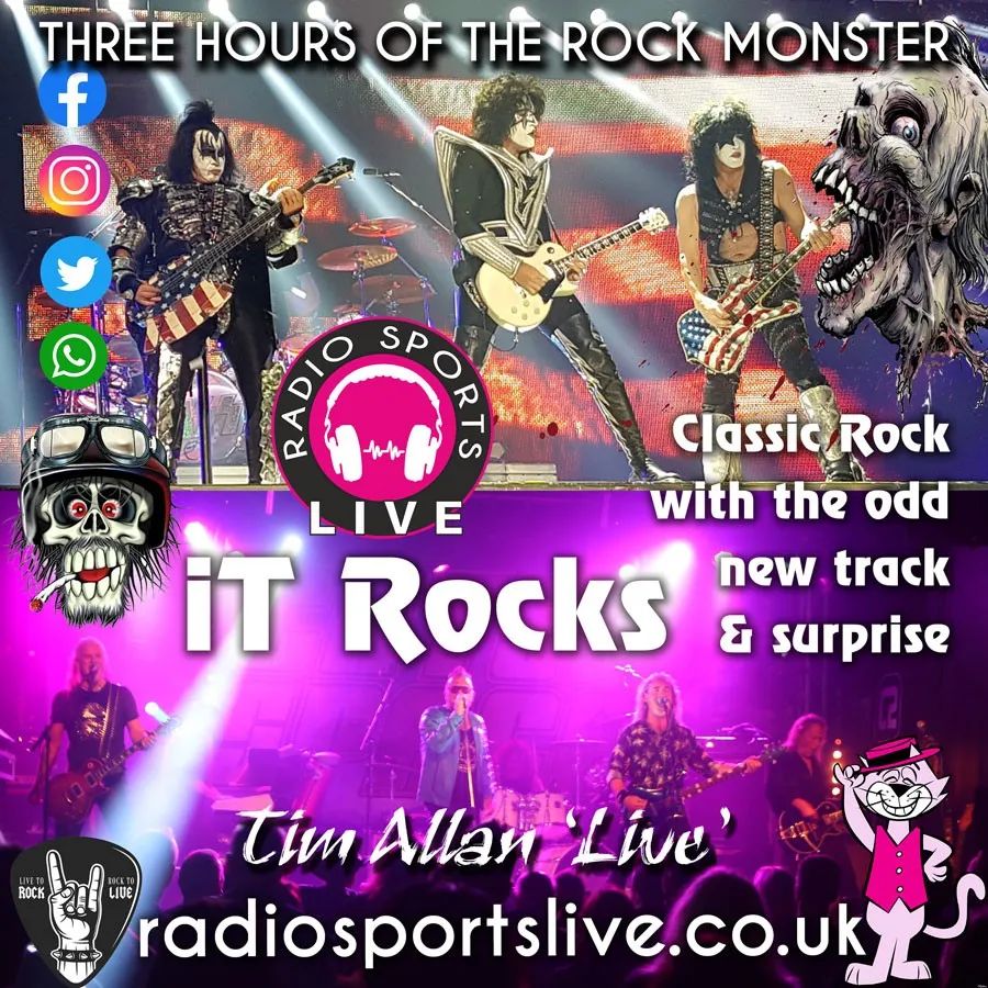 📻 iT Rocks
🎧Classic Rock & a few new surprises too!

📆 Live at 🕝 19:00

🎙 Tim Allan @TimAllanMedia @djTimAllan @MadRadioRocks

📲  tim@madradio.co.uk

➡️ Socials @RadioSportsLive

📻 https://radiosportslive.co.uk
